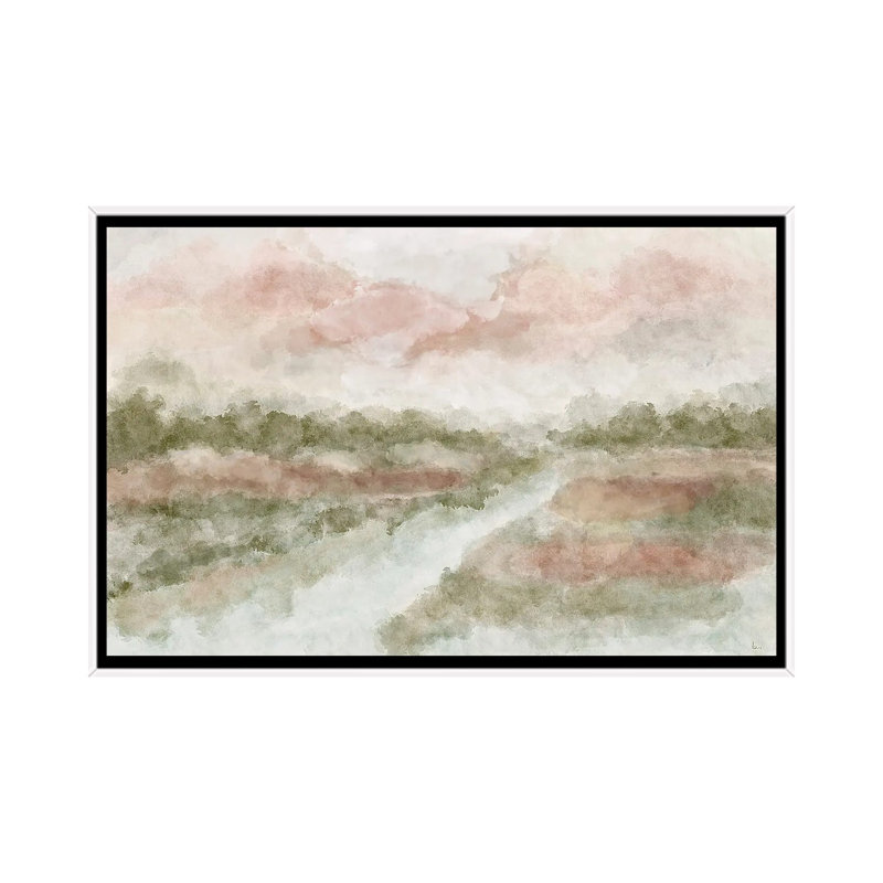 Peaceful Waters, White Floater Framed Canvas, 26" H x 40" W x 1.5" D, No Mat