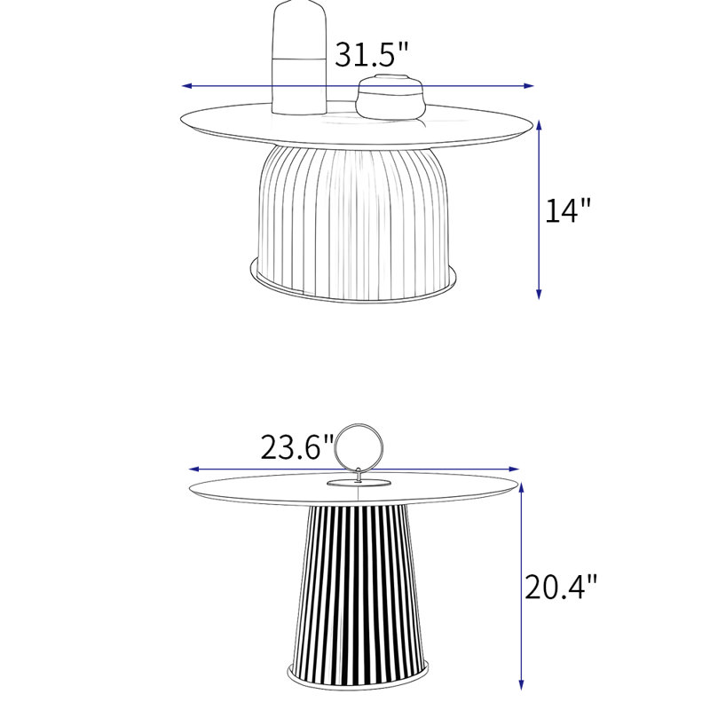 Table de bout en pierre frittée de style italien., Blanc