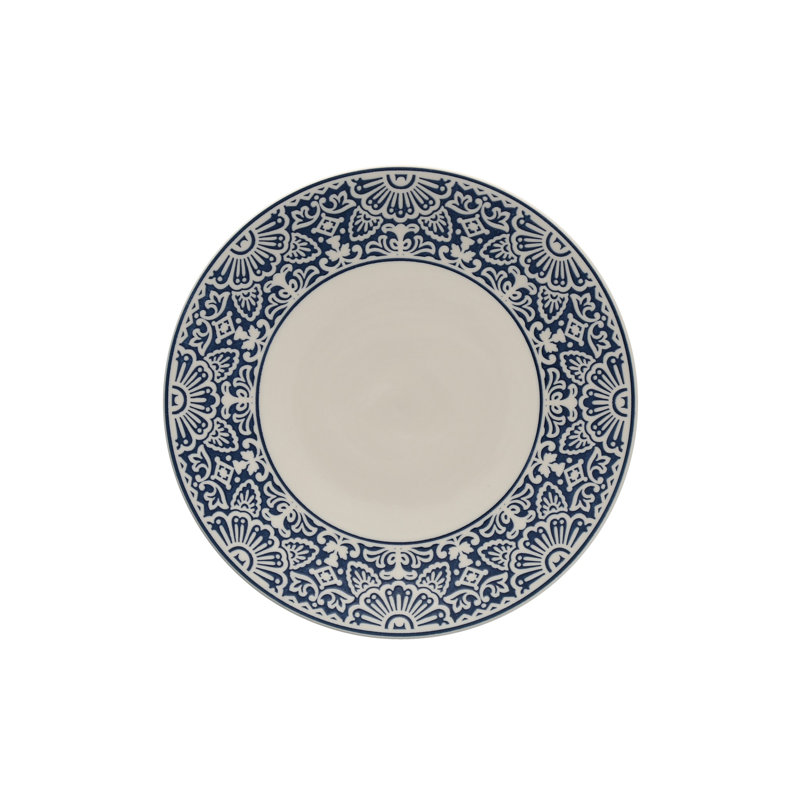 Fortessa Havana Porcelain, 10.75" Coupe Dinner Plate (Set of 4), Grey, Blue