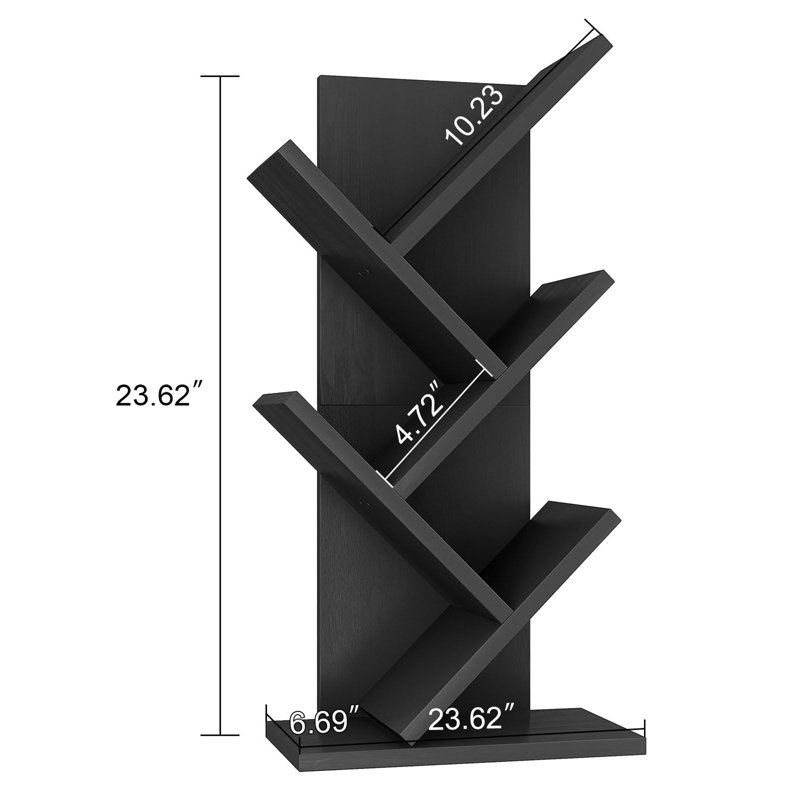 60cm H x 30cm W Geometric Bookcase, Black