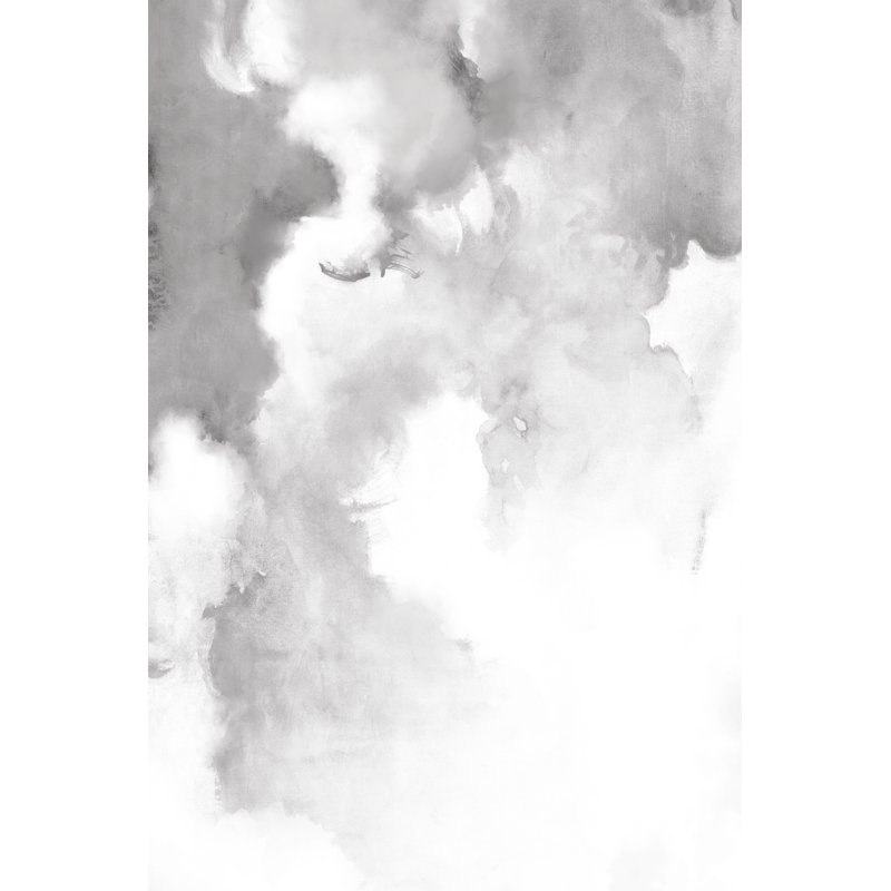 Grey Watercolour Abstract - Wrapped Canvas Painting, 46cm H x 30cm W x 3.8cm D