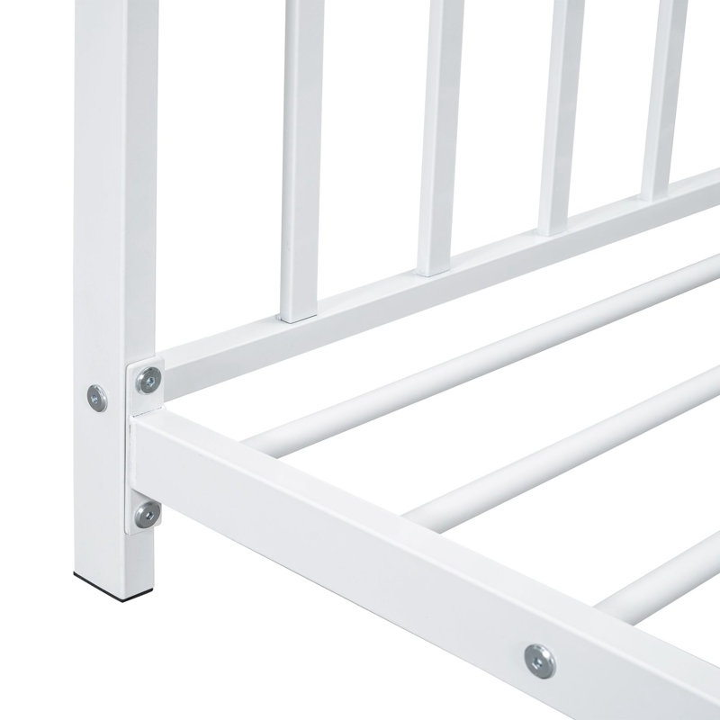 Modern Twin Size House Platform Bed, White
