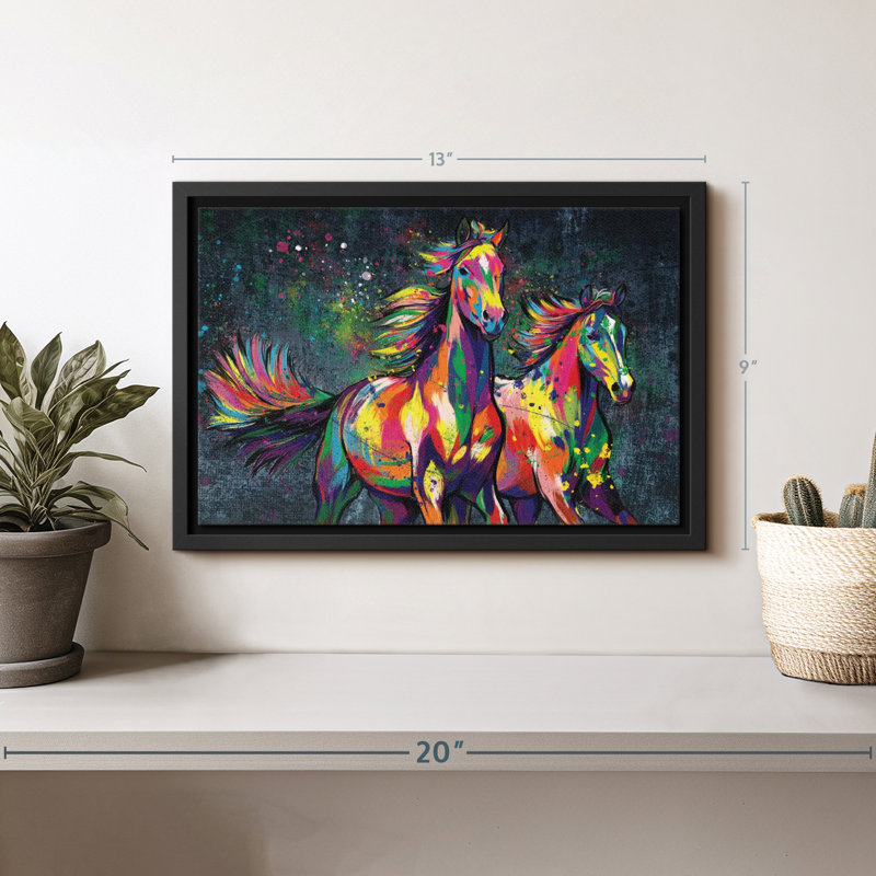 Animal "Deux chevaux, peinture murale", H 9 po x l 13 po