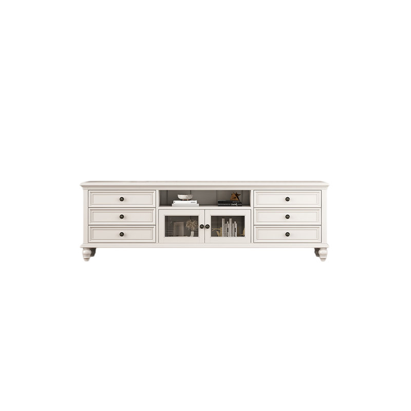 Meuble télé de style américain, Blanc, H 23,62 po x l 78,74 po x P 16,53 po