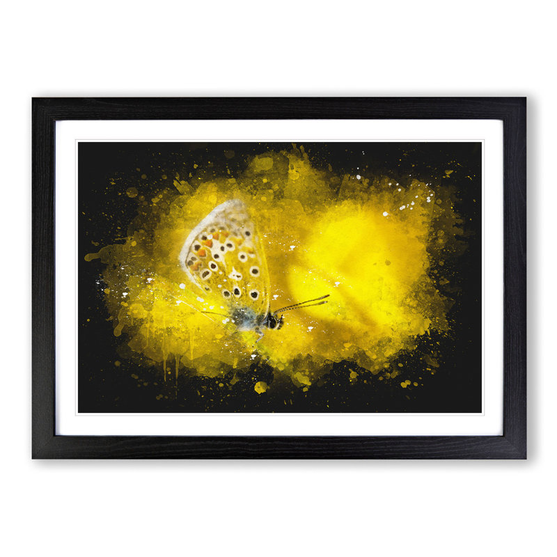 Yellow Butterfly - Picture Frame Painting Print, Black Framed, 45cm H x 63cm W x 2cm D