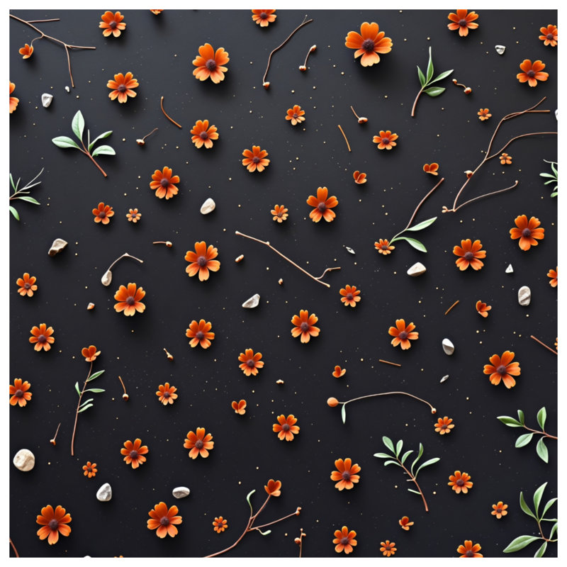 Édredon floral orange avec literie moderne, Très grand lit
