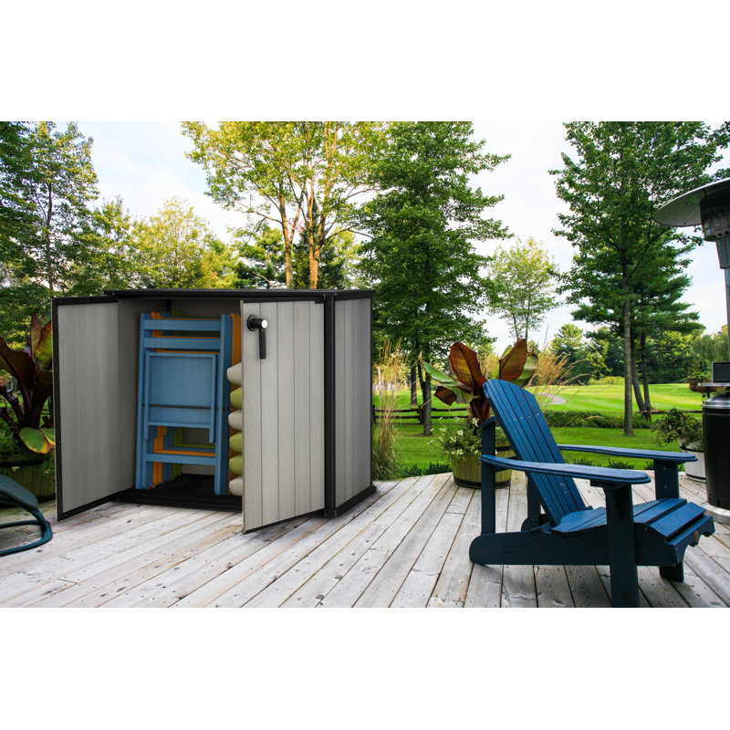Gray Resin Outdoor Storage Shed with Paintable Walls
