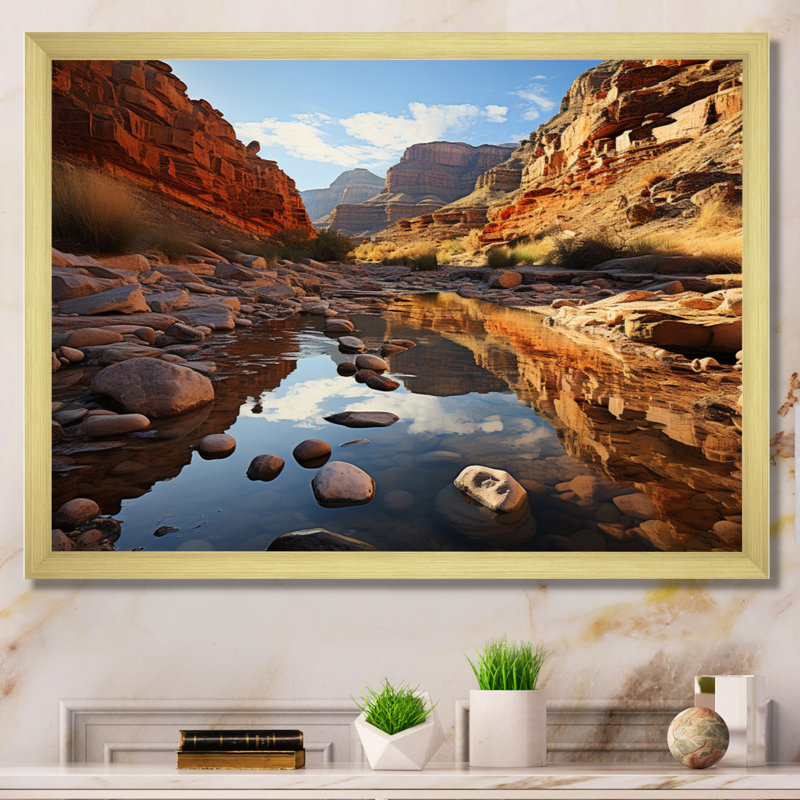 Canyon Reflections - Imprimé, Encadrement doré, H 12 po x l 20 po x P 1 po