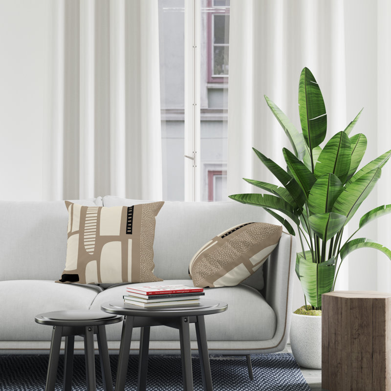 Jeté carré / extérieur en polyester Chamu, Beige / noir, L 15 po x H 15 po