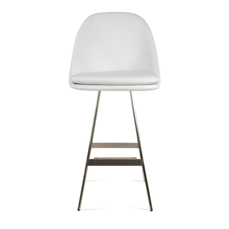 Tabouret Avanos Balat, Petit tabouret (siège d'une hauteur de 23,5 po), Chrome chrome, Blanc PPM