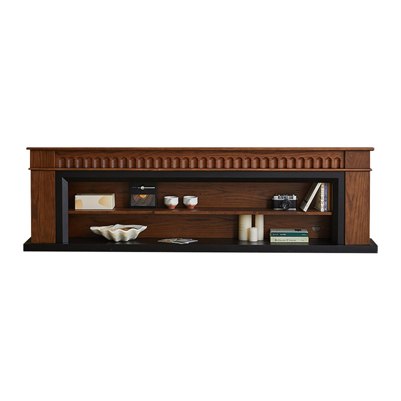 Foyer en bois massif noyer, H 23,62 po x l 78,74 po x P 11,02 po