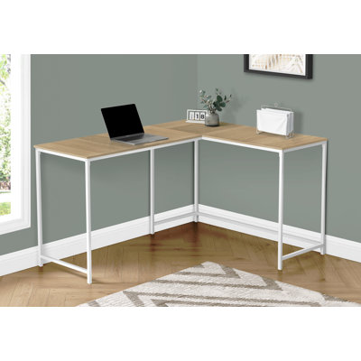 Bureau d'ordinateur, bureau personnel, coin, L 58 po, forme en L, travail, ordinateur portable en métal stratifié, contemporain, moderne