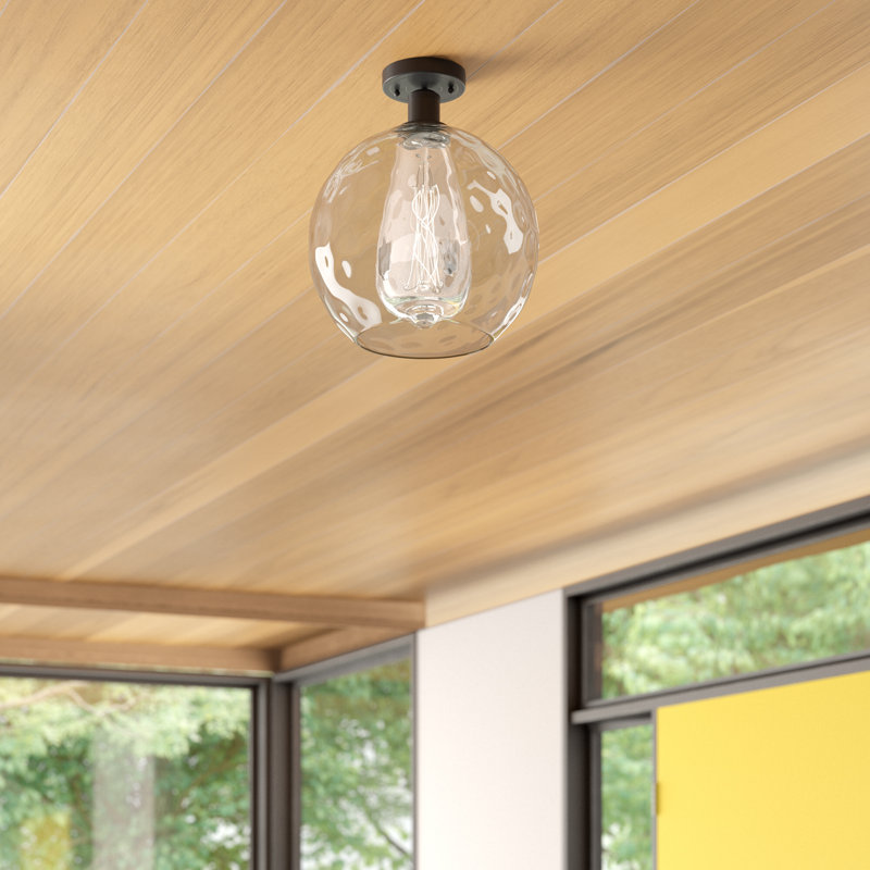 Plafonnier semi-encastré 1 lumière Cindi, Noir mat, H 11,88 po x l 10 po x P 10 po