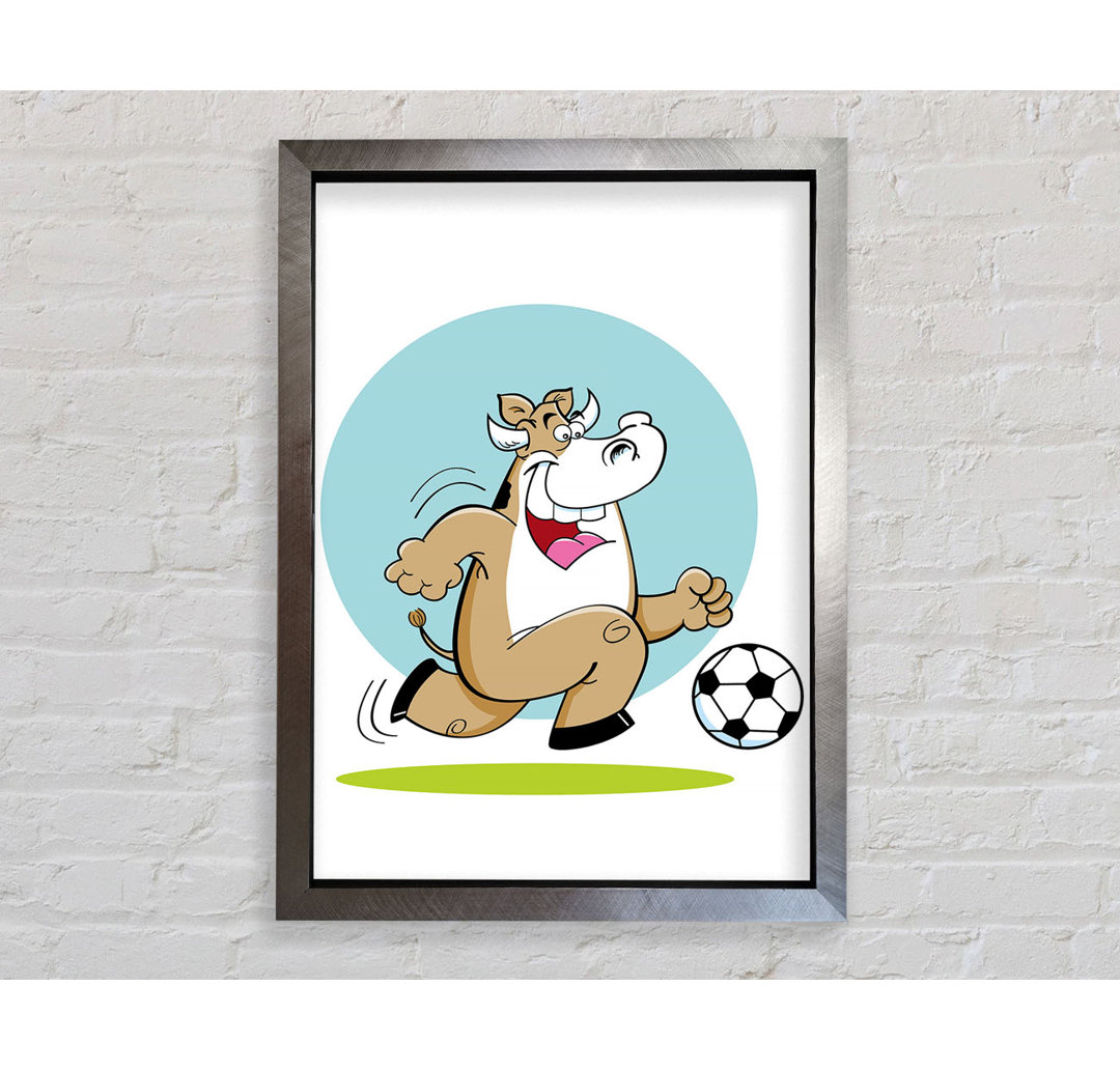 Football Bull Fun Gerahmter Druck