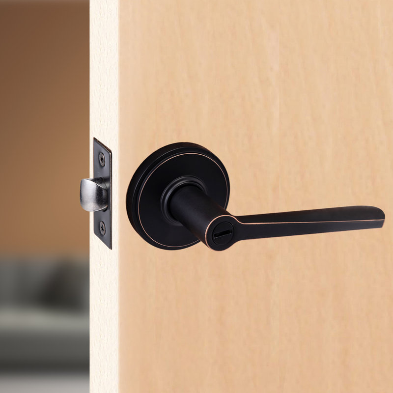 Bedroom Door Handle with Key Satin Nickel Locking Lever for Interior Doors