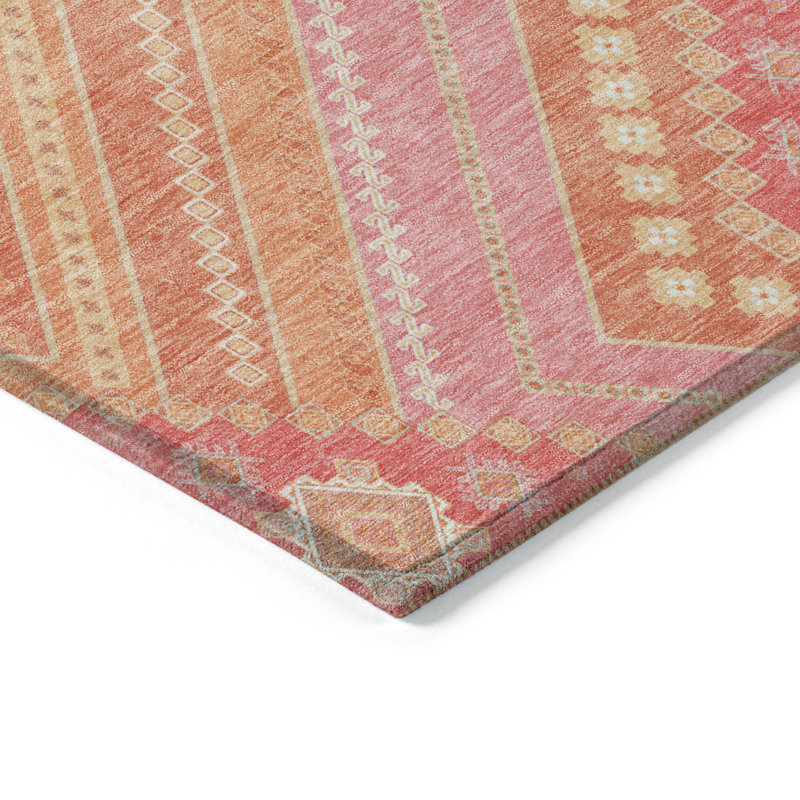 Coral Synthetic Flat Woven 2'3" x 7'6" Runner Rug