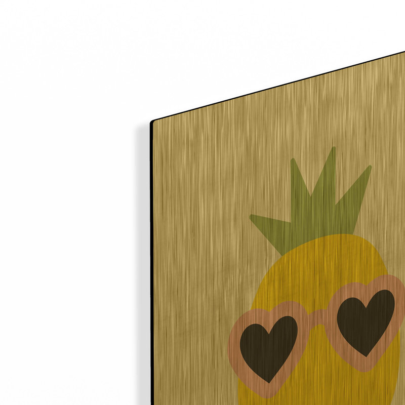 «Sunny Pineapple» par Ann Kelle, art mural en métal doré, 16 po x 24 po, 16 po x 24 po