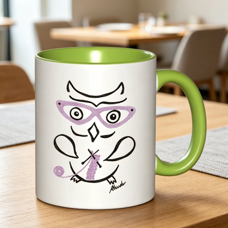 1pc Hand Drawn Owl with Glasses Ceramic Coffee Mug Coffee Cup Tea Mug Christmas Gift Office can hold Tea Milk Water during.