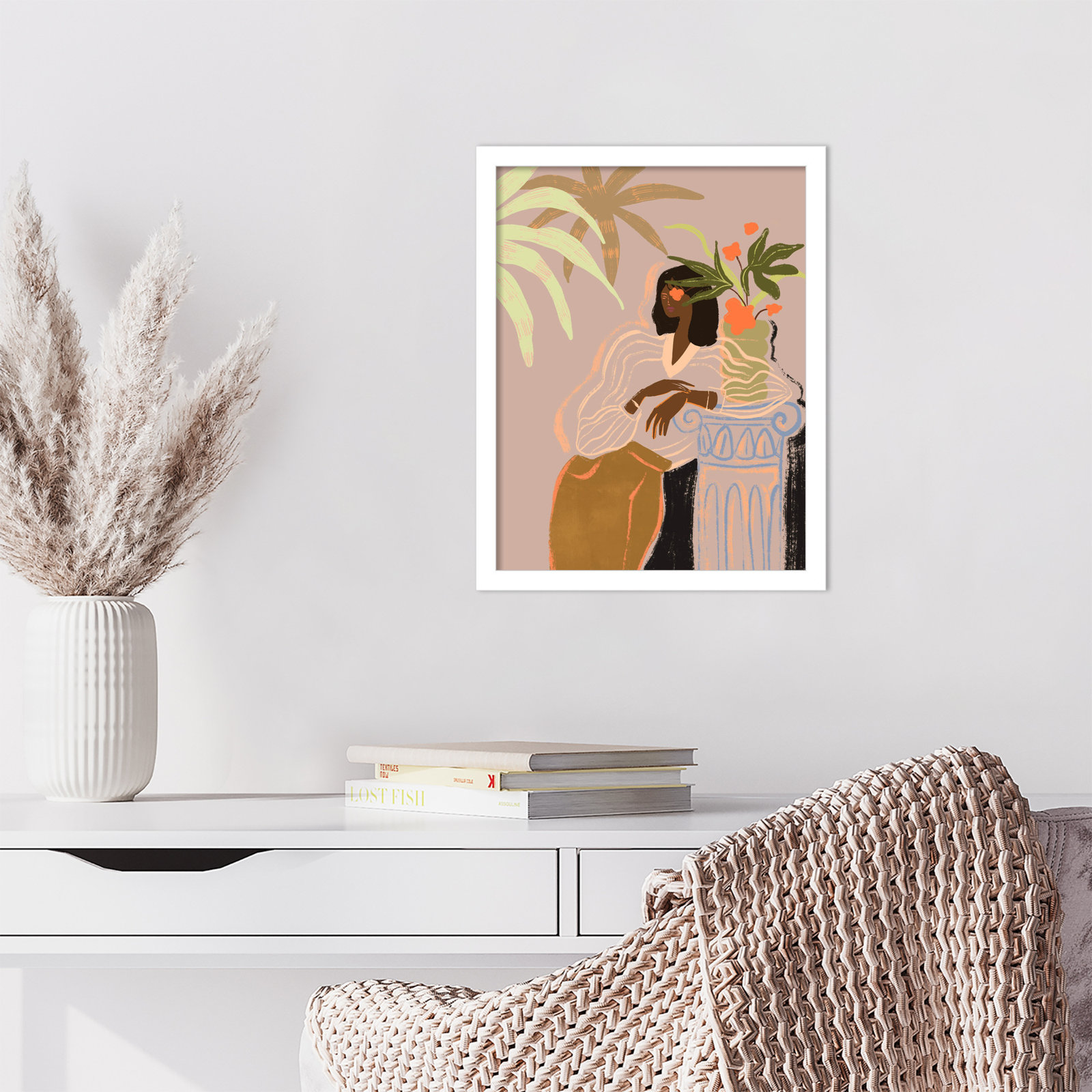 Prudence "Lady in Waiting" Print, White, 17" H x 14" W