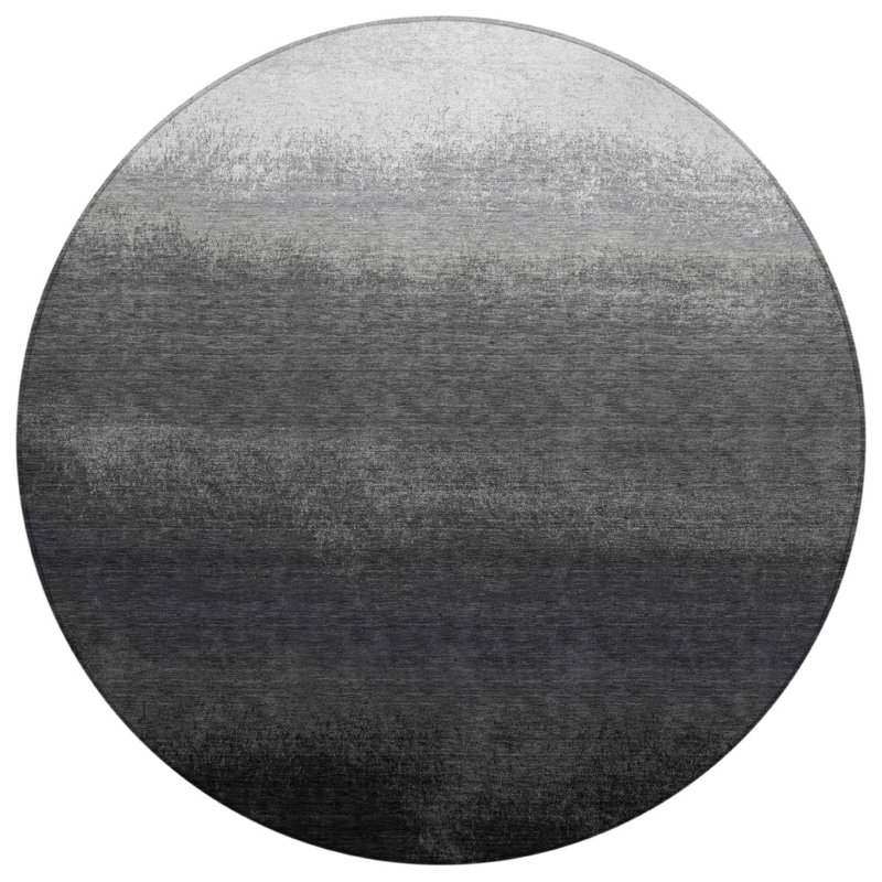 Tapis rond 8 po gris et argent