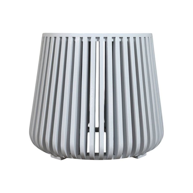 Elegant White 24" Round Accent Table with Bell-Shaped Slatted Base and Fully Assembled Design, White
