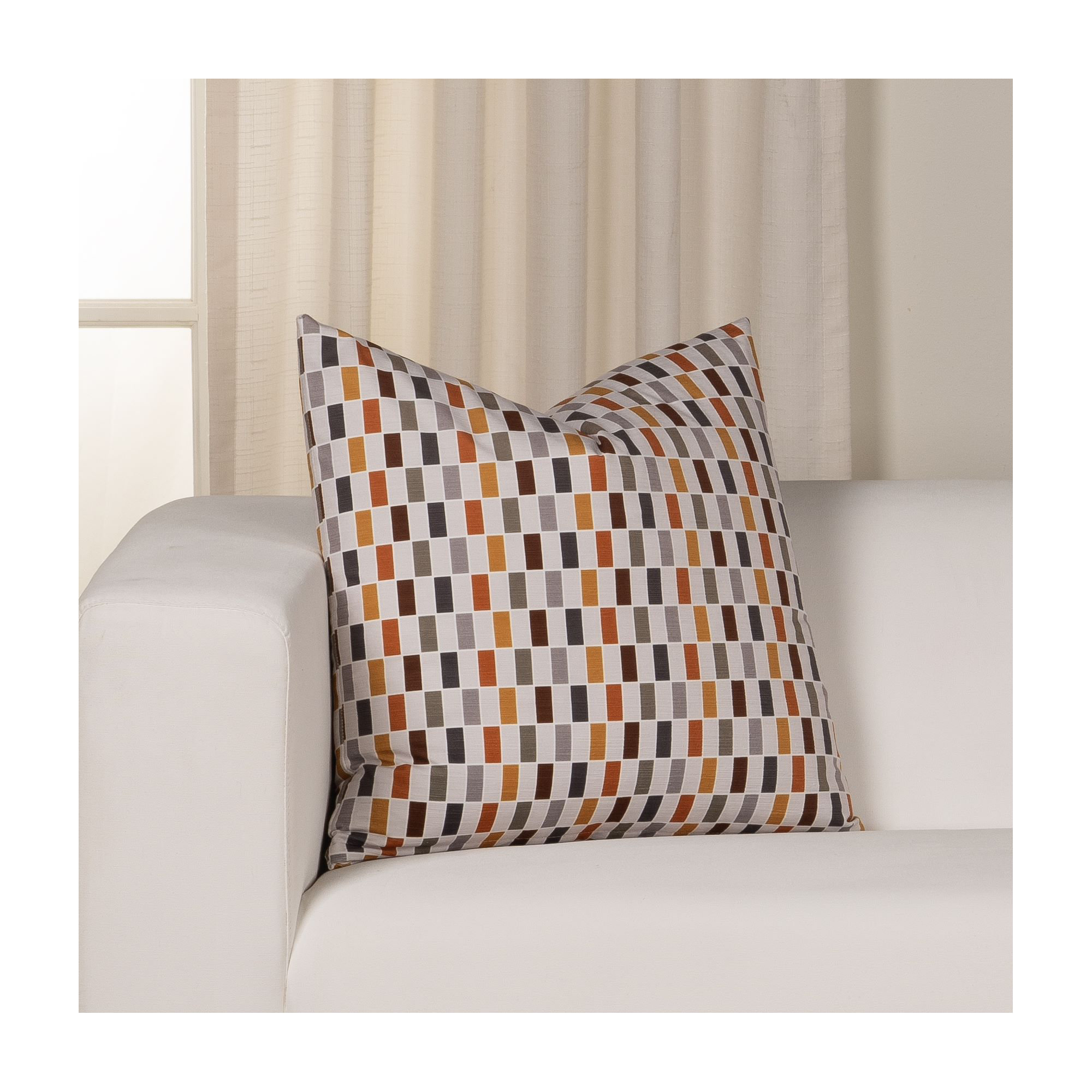 Mattia Geometric Throw Pillow, Square 20", Feather