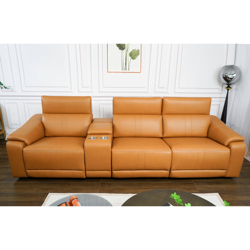 Power Recliner Sofa Set, 3-Seat Reclining Sectional Sofa With Adjustable Headrest