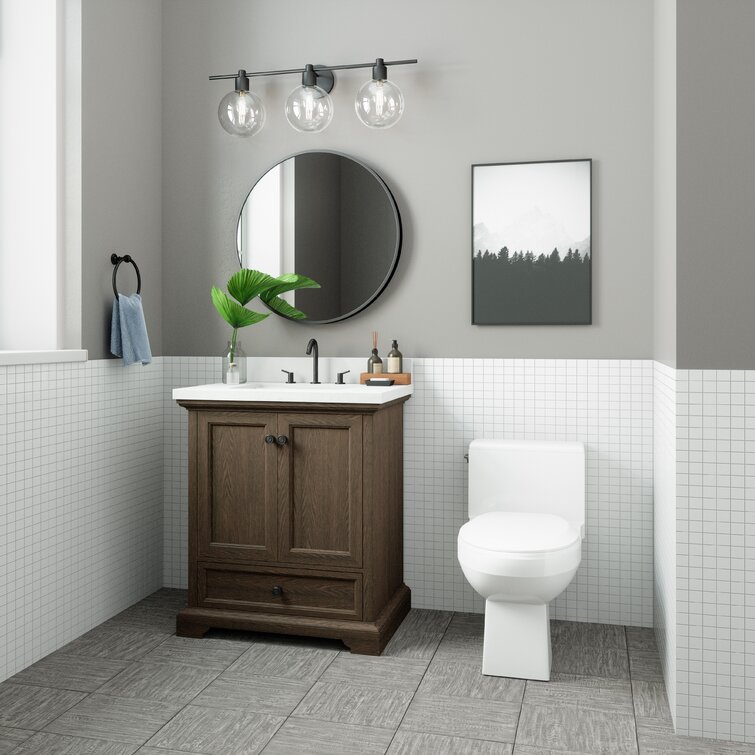 Antorio 48 Single Bathroom Vanity Set Lark Manor Base Finish: Premium Dark Oak, Hardware Finish: Oil Rubbed Bronze