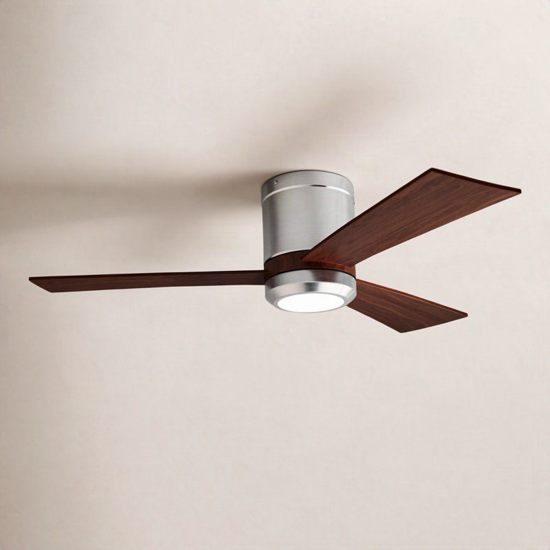 Ventilateur de plafond à DEL Rodrick, 56 pouces, Acier brossé avec pales argentées / noyer