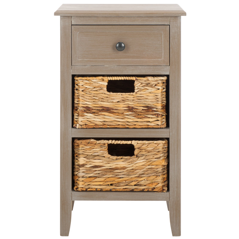 Santa Cruz End Table with Storage, White Washed