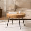 Round coffee table, wooden side table in the shape of a wheel of the year, living room table with black metal legs, sofa table in the living room, coffee table-1552999999