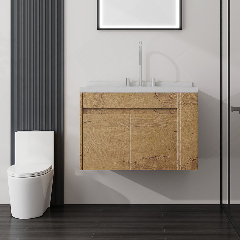 Meuble-lavabo flottant avec porte à fermeture douce, Gray, 30" W