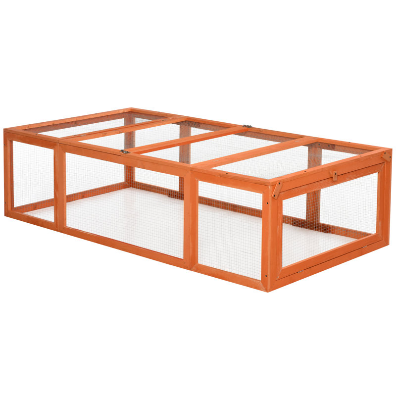 Grand refuge pour lapin en bois PawHut, Orange