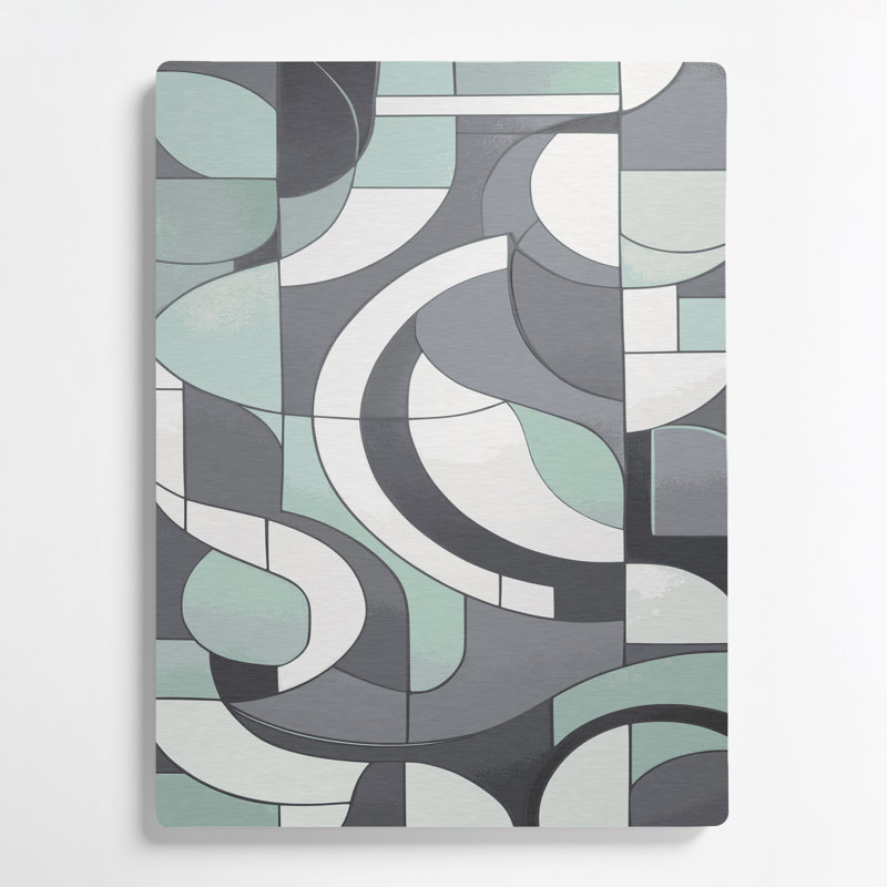 Abstrait, formes, 88, art mural en métal vert, H 12 po x l 18 po