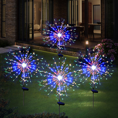 8 Modes Solar Outdoor Firework Lights Outside Decorations 120LED Waterproof Landscape Light
