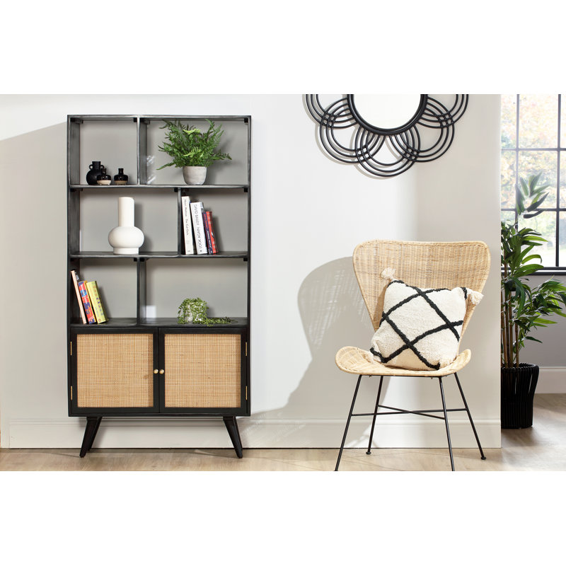 Watheroo 160cm H x 85cm W Solid Wood Standard Bookcase, Black