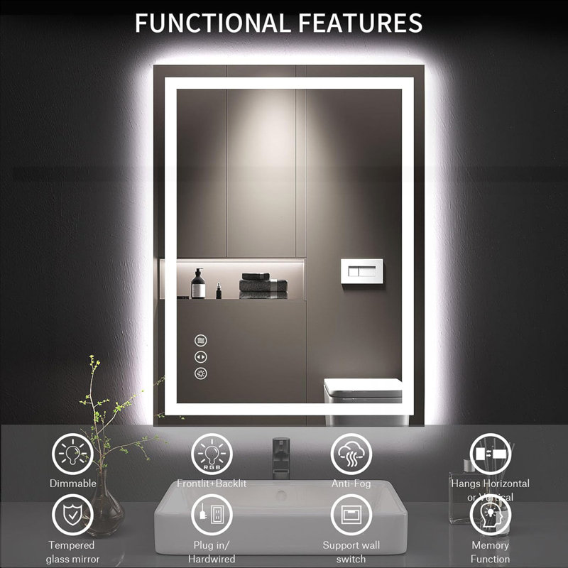 IP54 Waterproof Bathroom Vanity Mirror, 32" x 24"
