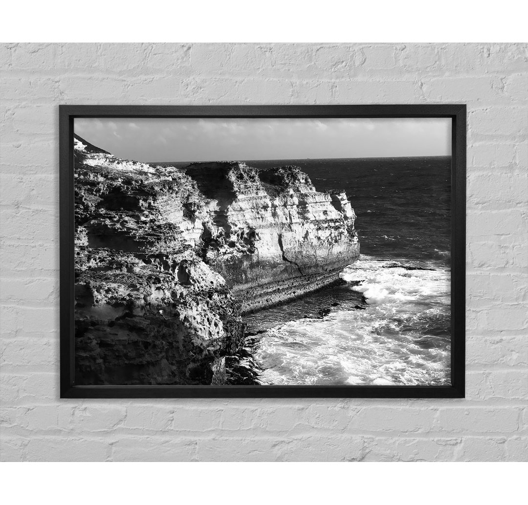 The Waves On The Ocean Cove B N W - Einzelbildrahmen Kunstdrucke auf Leinwand