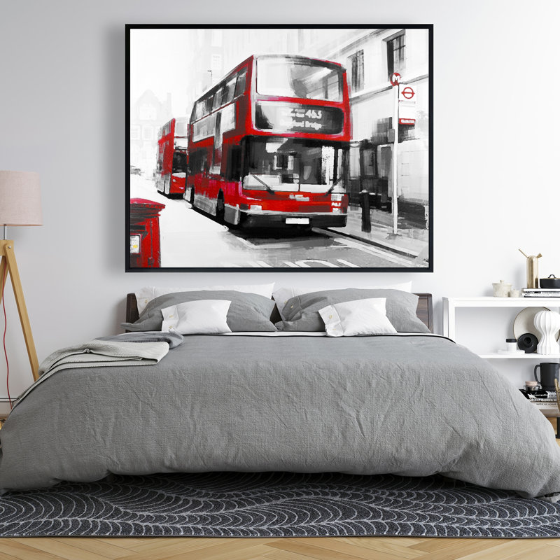 Red bus londoner - édifice de chambre à coucher, art encadré
