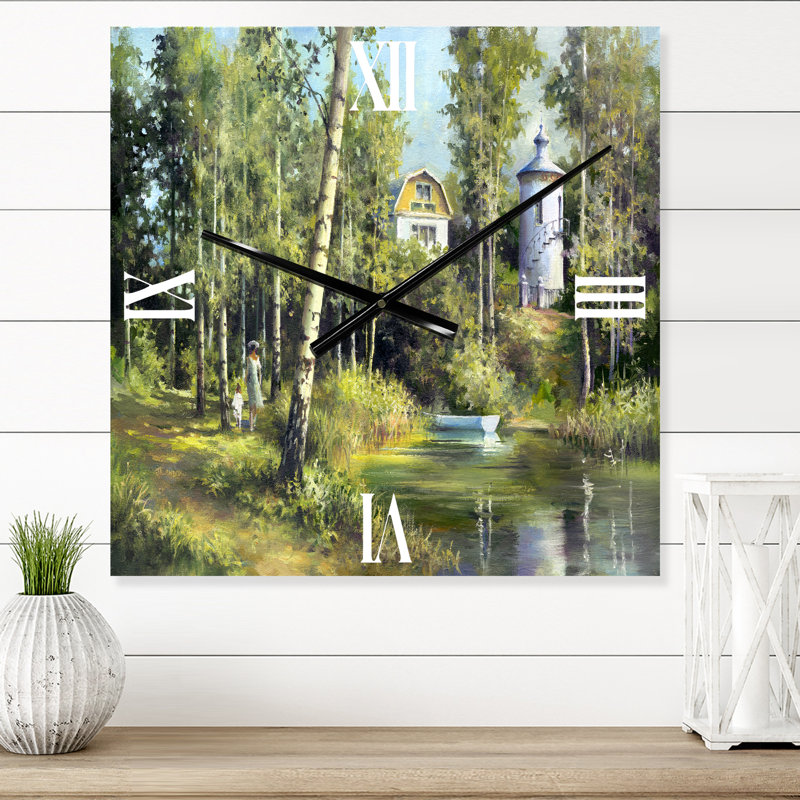 La rivière Wood sur un déclin près du château - horloge murale Lake House, Petit