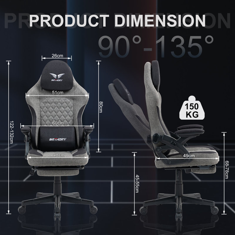 Metro Lane Adjustable Swiveling PC & Racing Game Chair, Black Grey