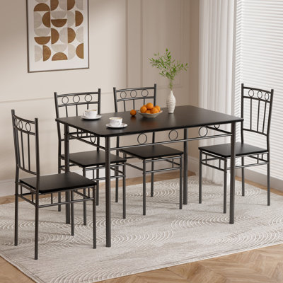 5 - Piece Dining Set,Kitchen Table And Chairs, Rectangular Dining Room Table Set With 4 Chairs, Space-Saving Kitchen Table Set For Small Space,Dinette