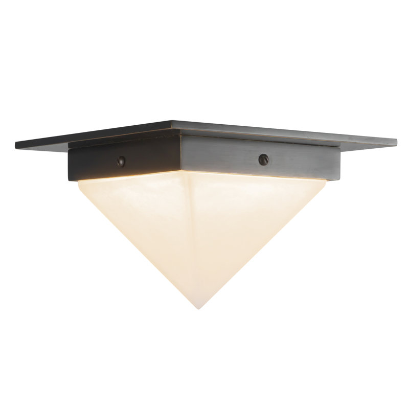 Mineral 8-in Brass Flush Mount, Alabaster, Oil Rubbed Bronze