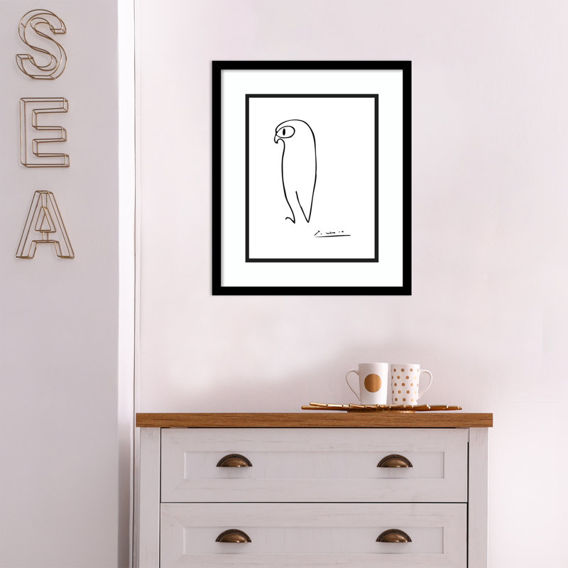 Chouette par Pablo Picasso - reproduction de photo encadrée sur papier, H 20 po x l 17 po x P 1,13 po, Blanc