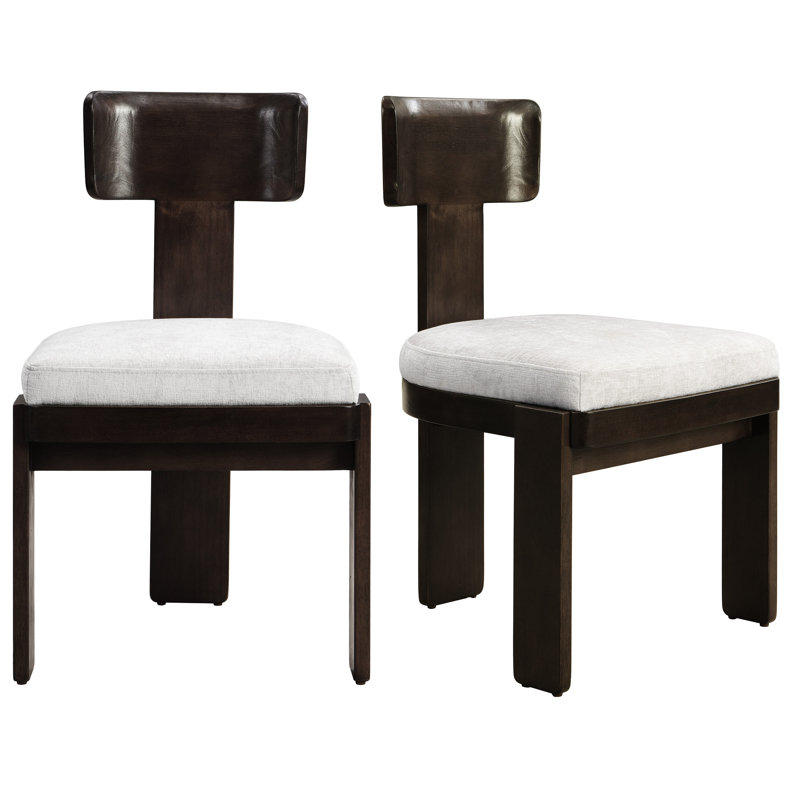 2 chaises de salle à manger rembourrées: tissu de siège gris, bois d'hévéa brun foncé, support de 330 lb, chaises de maison polyvalentes: mousse, pieds en bois d'hévéa, poids, design élégant