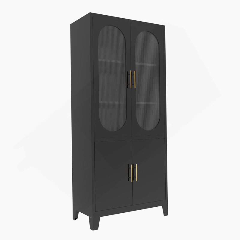 Armoire 2 portes cannelées en verre, Noir