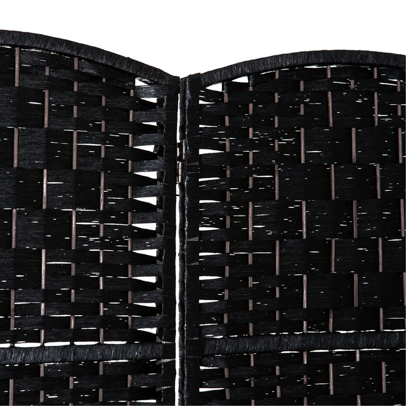 Cloison 4 panneaux Black Weave. Élégant écran d'intimité pour balcons, avec conception portable et pliable de 6 pi de hauteur - noir. Cloison artistique, urologie, panneaux, charnières