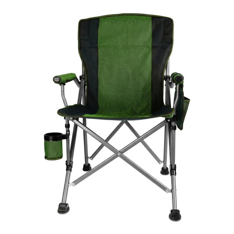 Folding Camping Chair With Cup Holder And Storage Bag, Heavy Duty Support 400 LBS, Oversized Collapsible Portable Camping Chair For Outdoor Camp, Picnic, Travel, Fishing Green