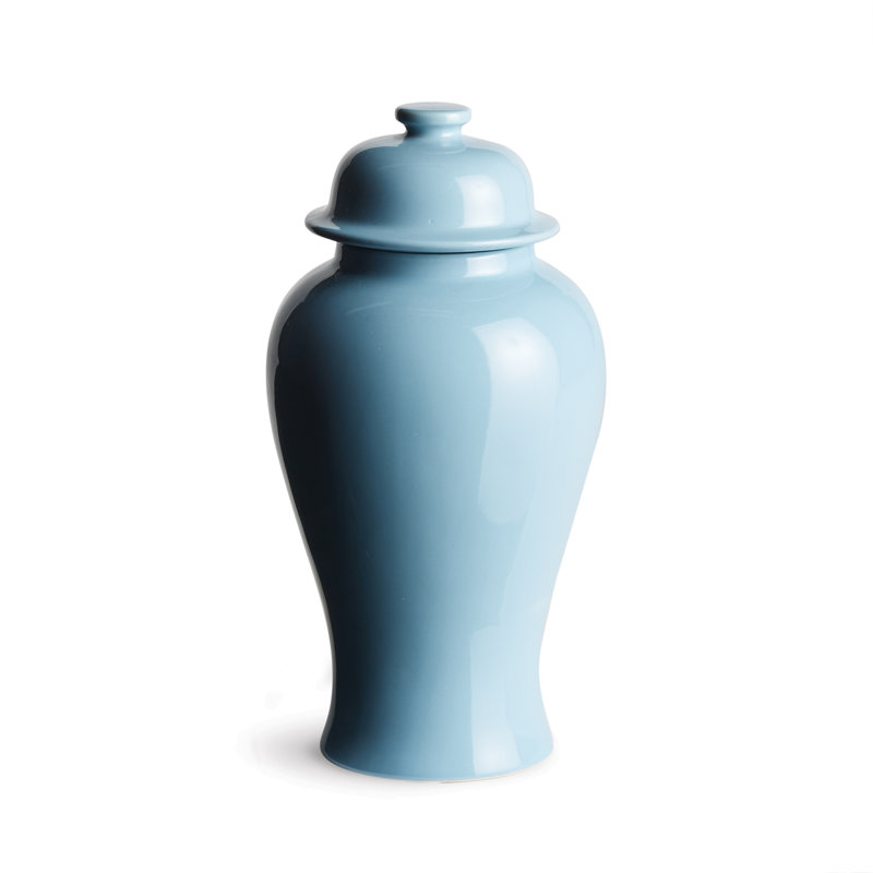 Ricki Ceramic Ginger Jar, Light Blue, 13.25"