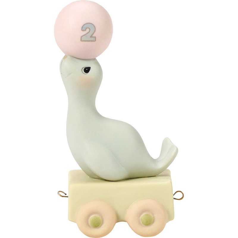 Figurine Precious Moments Birthday Train Seal avec Ball Age 2 3,74 pouces